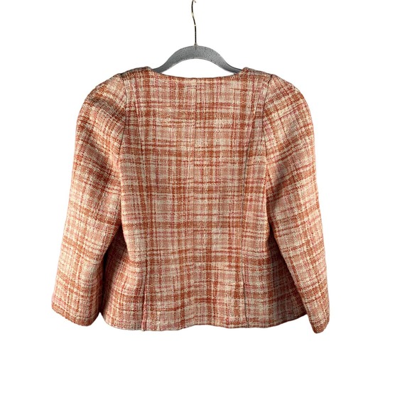 Talbots Cotton Blend Tweed Style Orange/White Jacket 6 Blazer - Picture 3 of 7